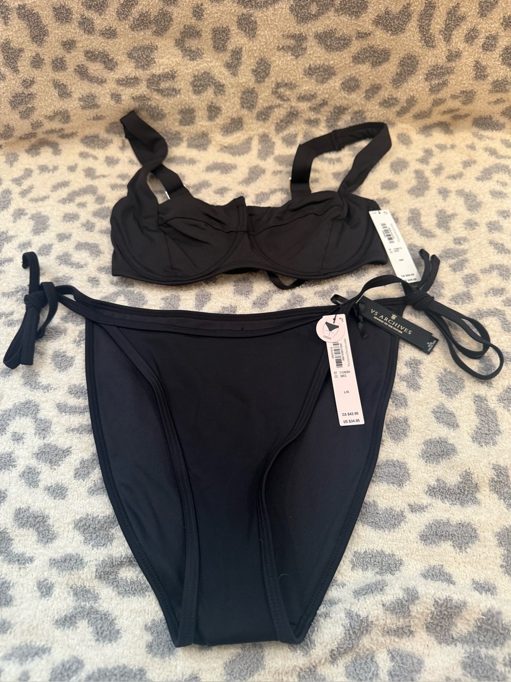 Victoria’s Secret Black Underwire Bikini Set Lace Up NWT
